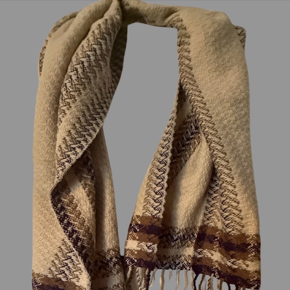 Look Collection Pashmina Scarf – Brown, Tan & Eggplant – NWT